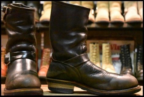 【7.5D 中古 PT91刺繍 98年】レッドウィング 2268 エンジニア 黒 ブラッククローム スチールトゥ ブーツ redwing HOPESMORE