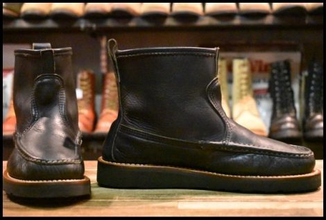 【8D? 良品】RUSSELL MOCCASIN ラッセルモカシン ノックアバウト ブラック 黒 ビブラム4014シングル プルオン ブーツ HOPESMORE