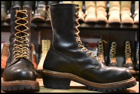 【8D 良品 18年】レッドウィング 9210 クローンダイク ロガー 黒 ブラック 茶芯 スチールトゥ ロング 編み上げ ブーツ redwing HOPESMORE