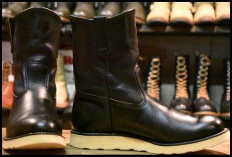 【8.5E 良品 羽タグ 98年】レッドウィング 8169 ペコス 黒 ブラッククローム プルオン ブーツ redwing pecos HOPESMORE