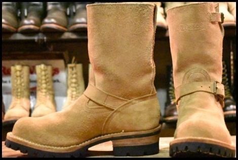 【7E 美品 17年】WESCO ウエスコ カスタムボス スエード エンジニア バーラップラフアウト ベージュ ビブラム100 BOSS ブーツ HOPESMORE