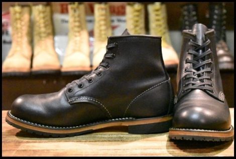 【7.5D 美品 15年】レッドウィング 9014 ベックマン 黒 ブラック フェザーストーン プレーントゥ 編み上げ ブーツ redwing HOPESMORE