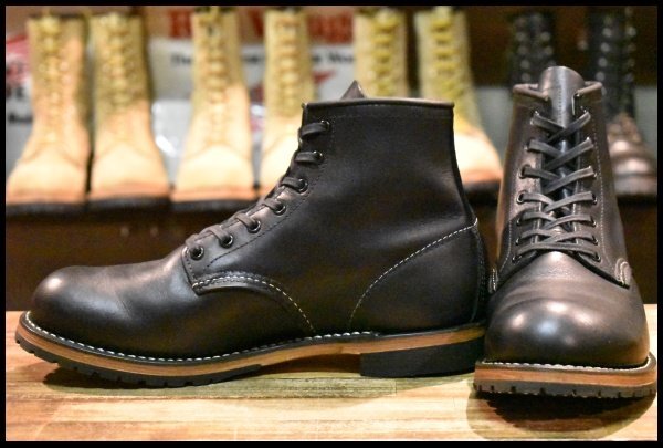 【7.5D 美品 15年】レッドウィング 9014 ベックマン 黒 ブラック フェザーストーン プレーントゥ 編み上げ ブーツ redwing HOPESMORE