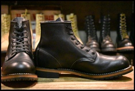 【7.5D 美品 15年】レッドウィング 9014 ベックマン 黒 ブラック フェザーストーン プレーントゥ 編み上げ ブーツ redwing HOPESMORE