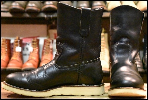 【7.5E 良品 羽タグ 97年】レッドウィング 8169 ペコス 黒 ブラッククローム プルオン クッションソール ブーツ redwing pecos HOPESMORE