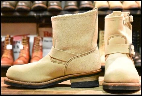 【8D 美品 11年】レッドウィング 2965 ショート スエードエンジニア ホーソーンアビレーンラフアウト ベージュ ブーツ redwing HOPESMORE