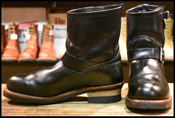 【9D 良品 11年】レッドウィング 2976 ショート エンジニア 黒 ブラッククローム スチールトゥ プルオン ブーツ redwing HOPESMORE