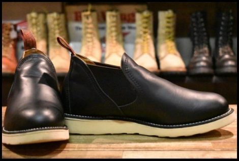 【7E 良品 15年】レッドウィング 8142 サイドゴア 黒 ブラッククローム ローカット オックスフォード 短靴 ブーツ redwing HOPESMORE