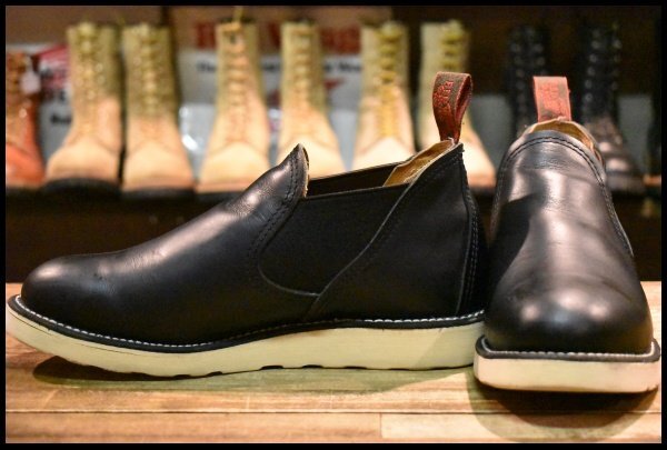 【7E 良品 15年】レッドウィング 8142 サイドゴア 黒 ブラッククローム ローカット オックスフォード 短靴 ブーツ redwing HOPESMORE