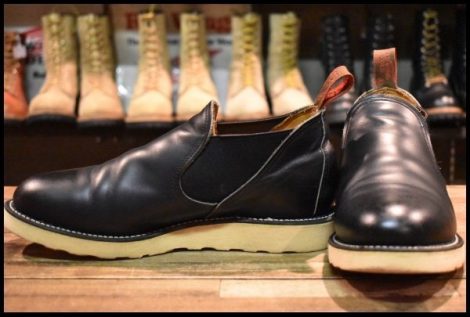 【7.5E 良品 90’S】レッドウィング 8142 サイドゴア 黒 ブラッククローム ローカット 短靴 ブーツ redwing HOPESMORE