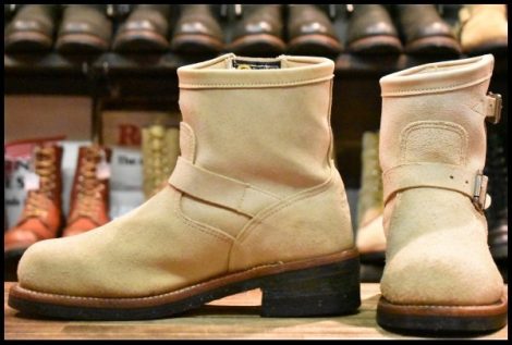 【7.5E 良品 黒タグ】Chippewa チペワ 1901M56 ショートエンジニア 7インチハイト サンドスエード ベージュ ブーツ HOPESMORE
