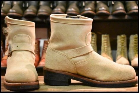【7.5E 良品 黒タグ】Chippewa チペワ 1901M56 ショートエンジニア 7インチハイト サンドスエード ベージュ ブーツ HOPESMORE