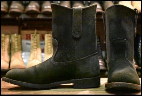 【7.5D 美品 08年】レッドウィング 8186 黒スエード ペコス ブラック ラフアウト ブーツ redwing pecos HOPESMORE