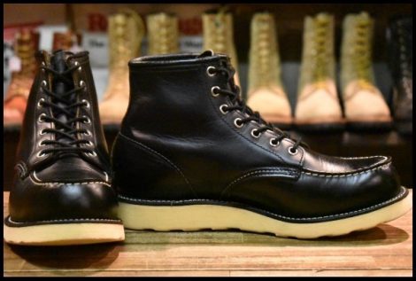 【8.5E 良品 犬タグ 98年】レッドウィング 8179 アイリッシュセッター 黒 ブラッククローム モックトゥ 編み上げ ブーツ redwing HOPESMORE
