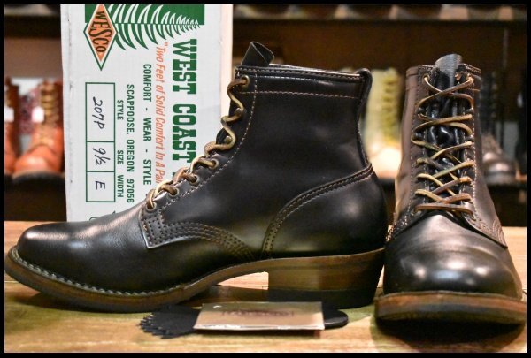 【9.5E 箱付 美品 12年】WESCO ウエスコ フライトマスター 207P 黒 ブラック コードバン ジョブマスター レースアップ ブーツ HOPESMORE