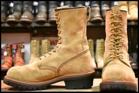 【9D 良品 18年】レッドウィング 9211 スエード ロガー タンブルハイドラフアウト 編み上げ ベージュ ブーツ redwing HOPESMORE