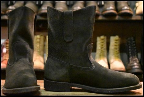 【7D 箱付 未使用 07年】レッドウィング 8186 黒スエード ペコス ブラック ラフアウト プルオン ブーツ redwing pecos HOPESMORE