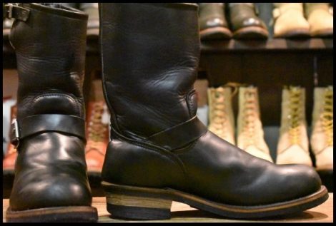 【9D 良品 PT91刺繍】レッドウィング 2268 エンジニア 黒 ブラッククローム スチールトゥ プルオン ブーツ redwing HOPESMORE
