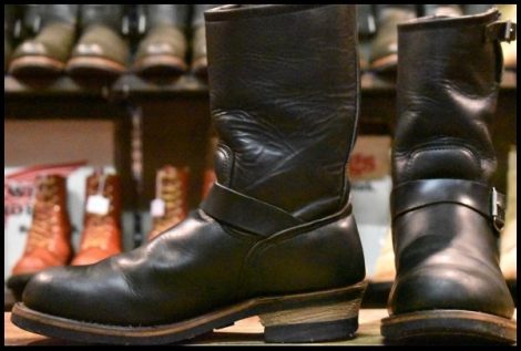 【9D 良品 PT91刺繍】レッドウィング 2268 エンジニア 黒 ブラッククローム スチールトゥ プルオン ブーツ redwing HOPESMORE