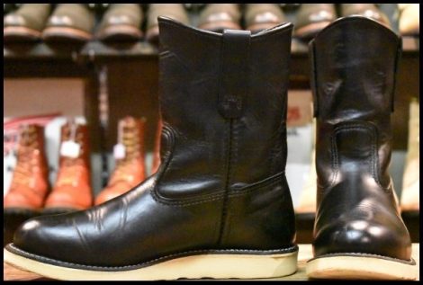 【8E 良品 16年】レッドウィング 8169 ペコス 黒 ブラッククローム クッションソール プルオン ブーツ redwing pecos HOPESMORE