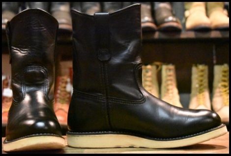 【8E 良品 16年】レッドウィング 8169 ペコス 黒 ブラッククローム クッションソール プルオン ブーツ redwing pecos HOPESMORE