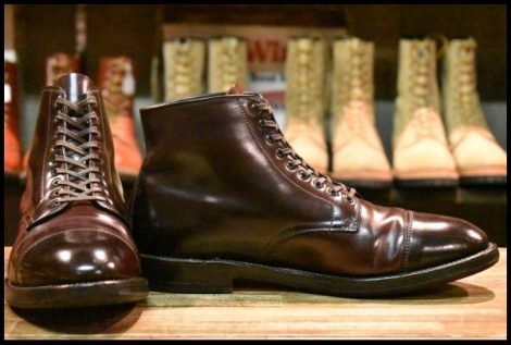 【9D 美品】ALDEN オールデン 4060 ストレートチップブーツ バーガンディ シェルコードバン シューズ キャップトゥ 短靴 HOPESMORE
