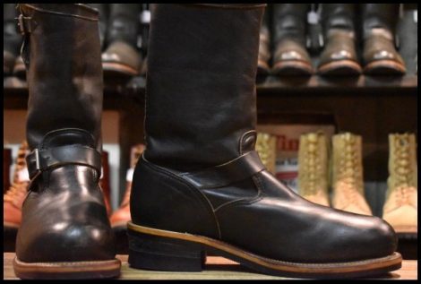【9E 良品 PT83 黒タグ Cマーク】Chippewa チペワ エンジニア 黒 ブラック スチールトゥ プルオン ビブラム ブーツ HOPESMORE