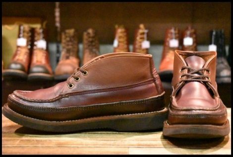 【8E 良品】RUSSELL MOCCASIN ラッセルモカシン スポーティングクレーチャッカ バーガンディ×ブラウン ダブルモカシン HOPESMORE