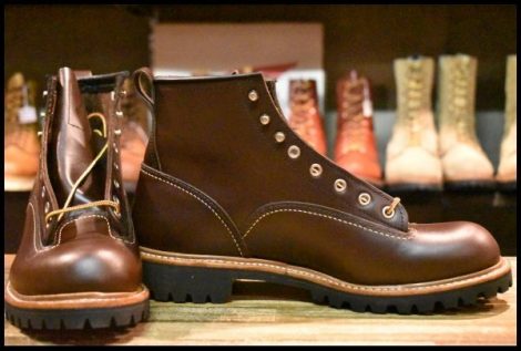【9D 箱付 未使用 10年】レッドウィング 2933 ビブラム ラインマン チョコレート クローム 茶 編み上げ ブーツ redwing HOPESMORE