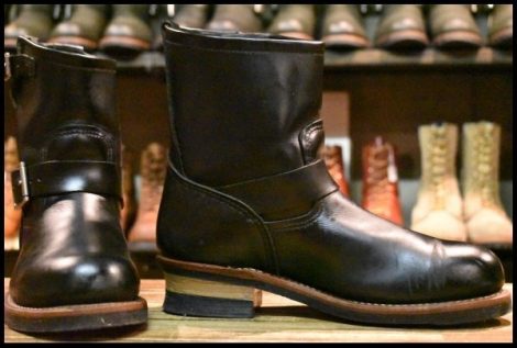 【8.5D 良品 11年】レッドウィング 2976 ショート エンジニア 黒 ブラッククローム スチールトゥ プルオン ブーツ redwing HOPESMORE