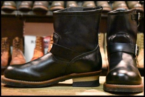 【8.5D 良品 11年】レッドウィング 2976 ショート エンジニア 黒 ブラッククローム スチールトゥ プルオン ブーツ redwing HOPESMORE