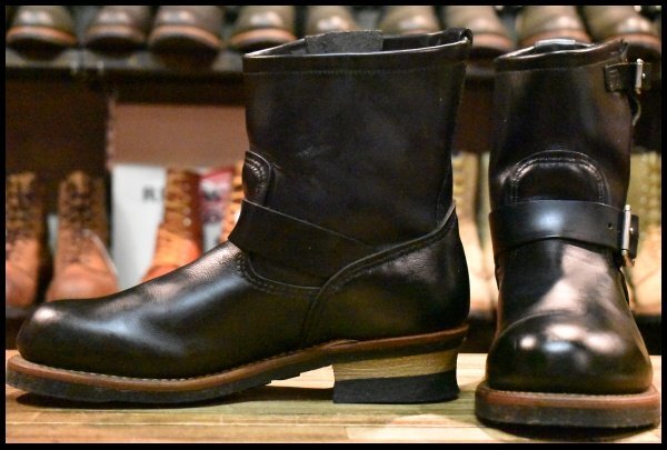 【8.5D 良品 11年】レッドウィング 2976 ショート エンジニア 黒 ブラッククローム スチールトゥ プルオン ブーツ redwing HOPESMORE
