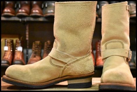 【9D 良品 10年】レッドウィング 8268 スエード エンジニア ホーソーンアビレーンラフアウト ベージュ ブーツ redwing HOPESMORE