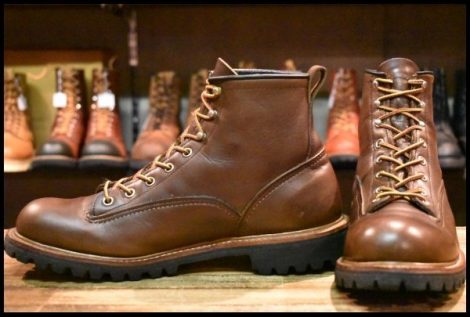 【9.5D 良品 12年】レッドウィング 2936 ビブラム ラインマン ブラウン ラグソール LTT 編み上げ レースアップ ブーツ redwing HOPESMORE