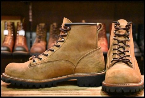 【8D 良品 09年】レッドウィング 2937 ラインマン 茶 ブラウン ベージュ スエード LTT ラグソール ビブラム ブーツ redwing HOPESMORE
