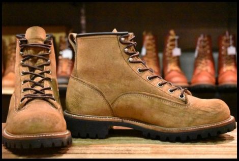 【8D 良品 09年】レッドウィング 2937 ラインマン 茶 ブラウン ベージュ スエード LTT ラグソール ビブラム ブーツ redwing HOPESMORE