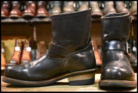 【8D 良品 07年】レッドウィング 2976 ショート エンジニア 黒 ブラッククローム スチールトゥ ブーツ redwing 8182 HOPESMORE
