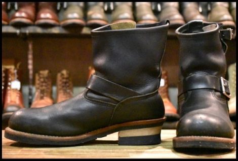 【9D 良品 08年】レッドウィング 8182 ショート エンジニア 黒 ブラックハーネス スチールトゥ ブーツ redwing 2976 HOPESMORE