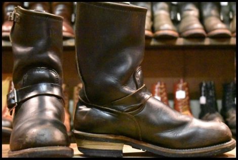 【8.5D 中古 PT91プリント 94年】レッドウィング 2268 エンジニア ブラッククローム スチールトゥ プルオン ブーツ redwing HOPESMORE
