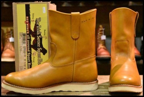 【9.5E 箱付 美品 12年】レッドウィング 9866 ゴールドラセット ペコス 茶 クッションソール プルオン ブーツ redwing HOPESMORE