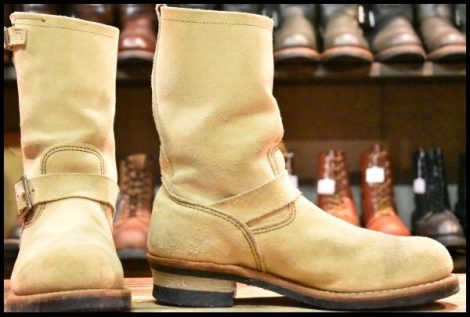 【9D 良品 11年】レッドウィング 8268 スエード エンジニア ホーソーンアビレーンラフアウト ベージュ ブーツ redwing HOPESMORE
