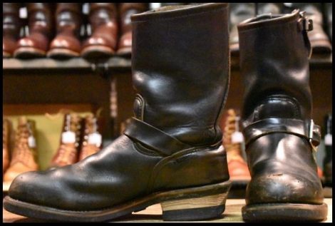 【8.5D 中古 PT91プリント 94年】レッドウィング 2268 エンジニア ブラッククローム スチールトゥ プルオン ブーツ redwing HOPESMORE
