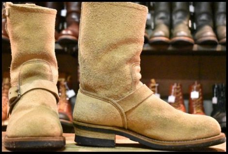 【8.5D 良品 PT91プリント 96年】レッドウィング 8268 スエード エンジニア タン ラフアウト スチールトゥ ブーツ redwing HOPESMORE