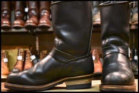 【8EE 良品 PT99刺繍】レッドウィング 2268 エンジニア 黒 ブラッククローム スチールトゥ プルオン ブーツ redwing HOPESMORE
