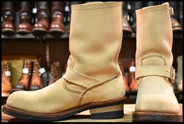 【8.5D 良品 10年】レッドウィング 8268 スエード エンジニア ホーソーンアビレーンラフアウト ベージュ ブーツ redwing HOPESMORE
