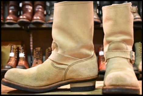 【9D 良品 10年】レッドウィング 8268 スエード エンジニア ホーソーンアビレーンラフアウト ベージュ ブーツ redwing HOPESMORE