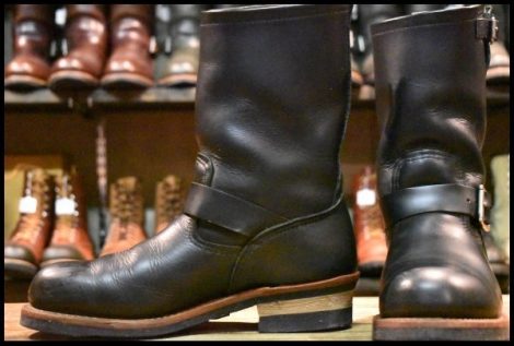 【9D 良品 10年】レッドウィング 2268 エンジニア 黒 ブラッククローム スチールトゥ ブーツ redwing HOPESMORE