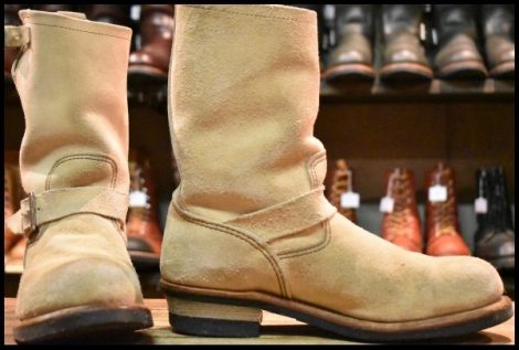 【9D 良品 10年】レッドウィング 8268 スエード エンジニア ホーソーンアビレーンラフアウト ベージュ ブーツ redwing HOPESMORE