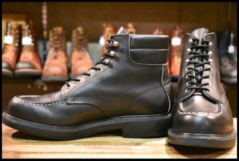 【8.5D 美品 羽タグ 90’S】レッドウィング 8133 スーパーソール 黒 ブラッククローム モックトゥ レースアップ ブーツ redwing HOPESMORE