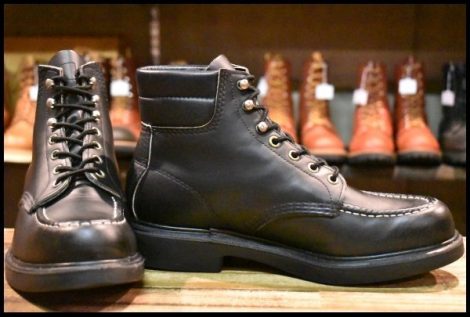 【8.5D 美品 羽タグ 90’S】レッドウィング 8133 スーパーソール 黒 ブラッククローム モックトゥ レースアップ ブーツ redwing HOPESMORE